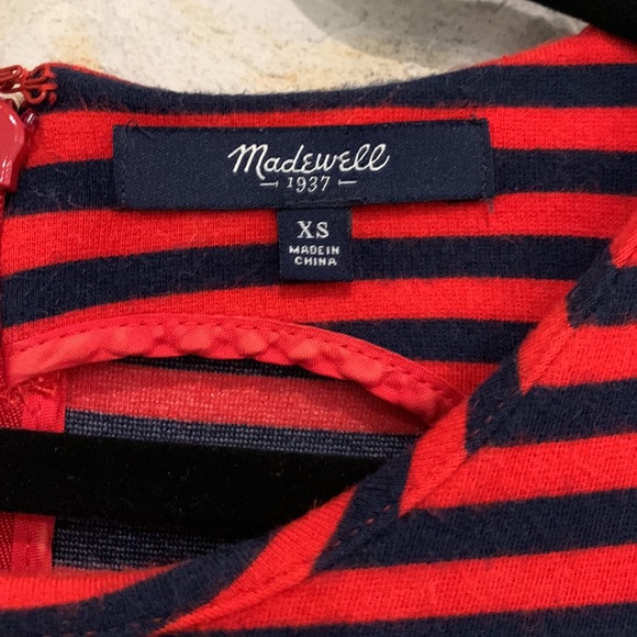 Madewell Red and blue striped fit and flare dress. Size XS - Picture 3 of 5